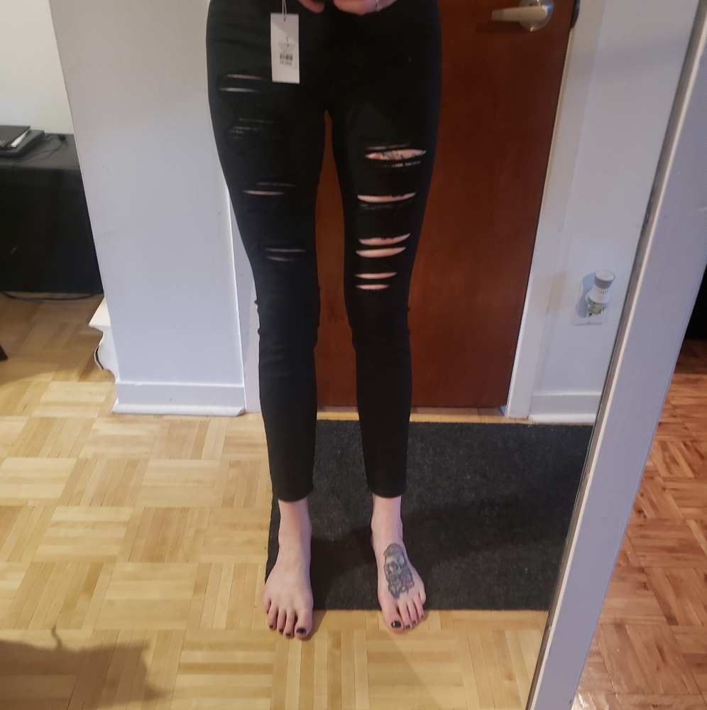 Ultra high rise skinny black jeans